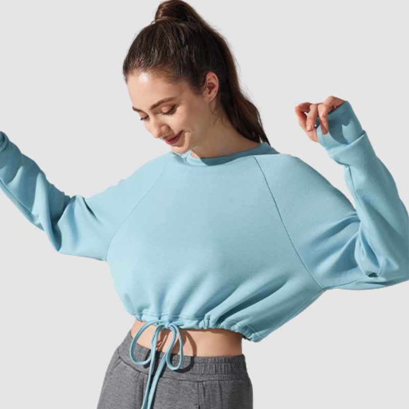 Wholesale Loose Drawstring Round Neck Yoga Sweatshirt