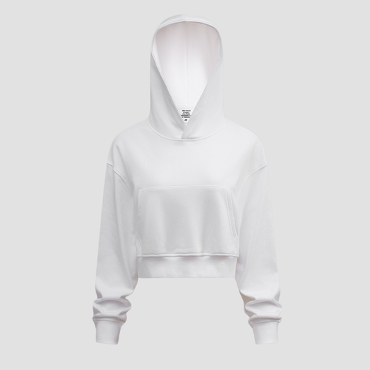 Wholesale Women’s Cropped Hooded Pullover – Relaxed Drop-Shoulder Sweatshirt