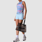 Wholesale Women's Floral Print Ice Silk Tank Top + High-Waist Shorts Set – Gym Yoga Fitness Training Set