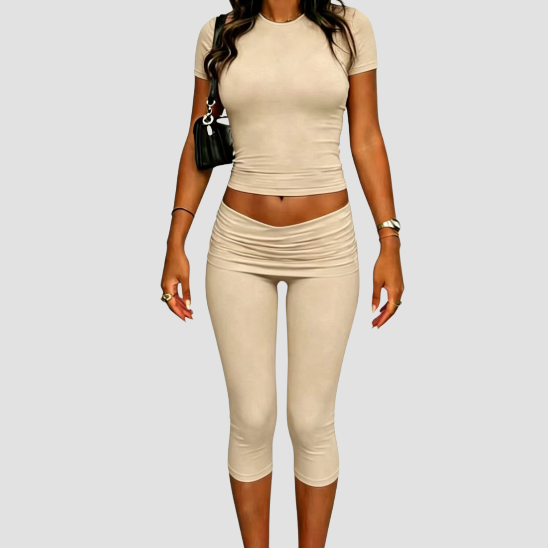 Wholesale Women’s Short-Sleeve T-Shirt & Capri Pants Set