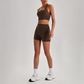 Wholesale Cross-Back Sports Bra & High-Waist Biker Shorts Set – Naked-Feel Quick-Dry Yoga 2-Piece