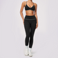 Wholesale Women's Brushed Yoga Set: V-Neck Bra & Leggings – Colorblock Tummy Control