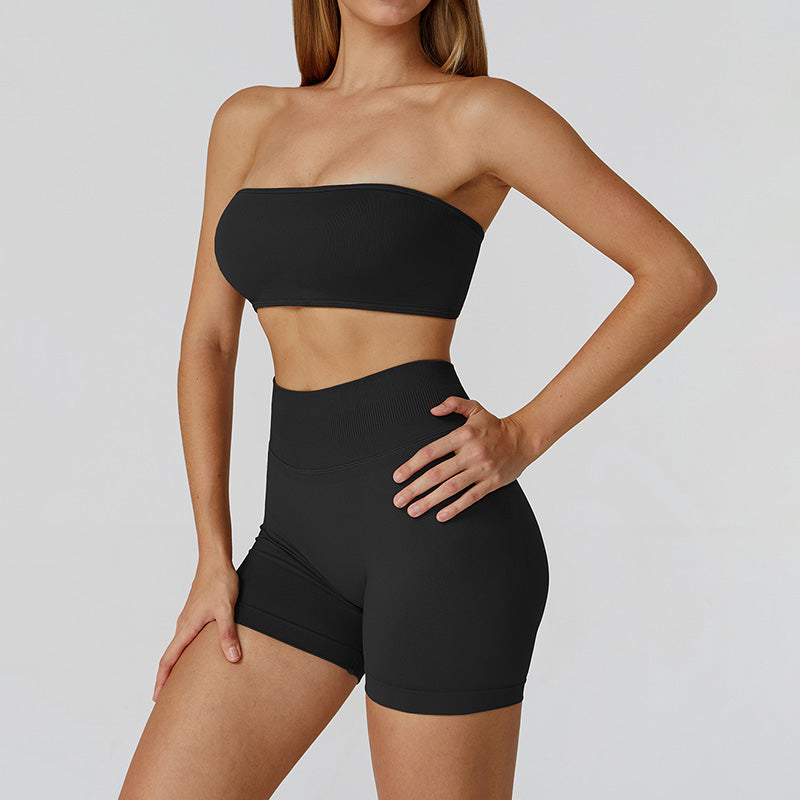 Tubo sem costura Sport Bra + Shorts de cintura alta