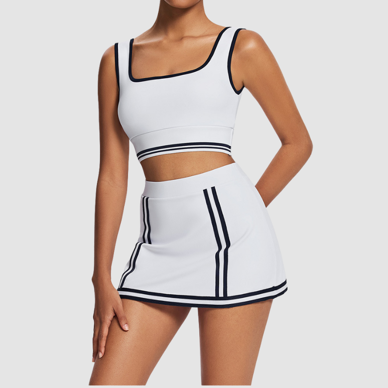 Wholesale contrast color tennis skirt set and safety shorts