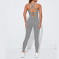 Seamless stretchy yoga bodysuit sports fitness jumpsuit