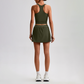 Wholesale Sleeveless Sports Top & Pleated Tennis Skirt Set – Quick-Dry Athletic 2-Piece with Built-In Shorts