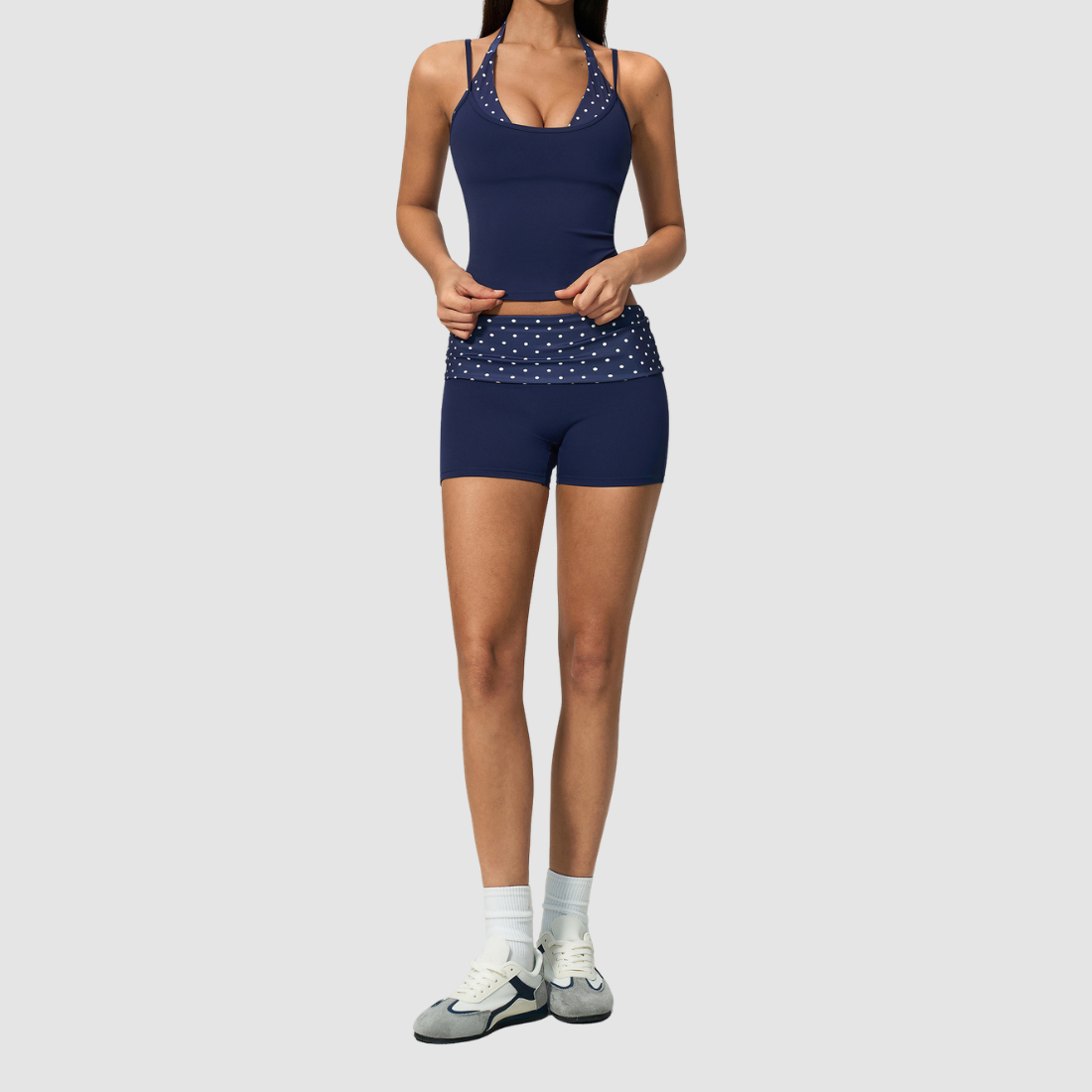 Wholesale Women’s Polka-Dot Racerback Tank & Shorts Yoga Set