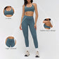 Halter-neck open-back sports bra + high-waisted leggings 2-piece set