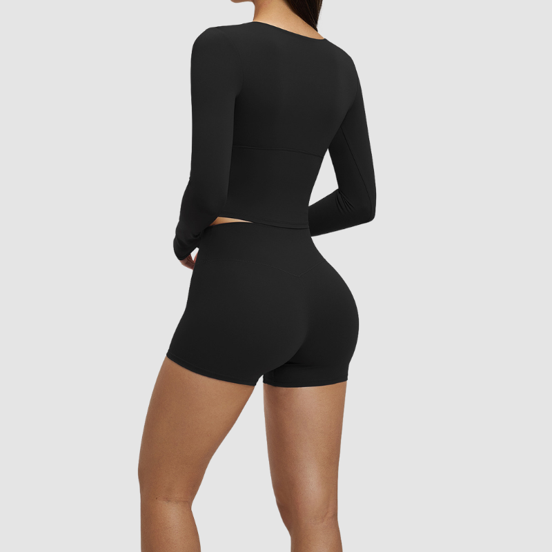 Wholesale long sleeved top+high-heeled tight shorts | Wonderxfans bulk activewear