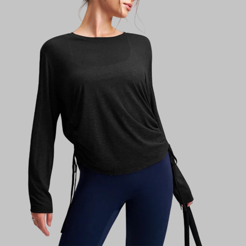 Round neck yoga long-sleeved cover-up
