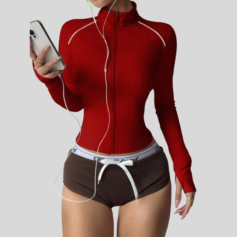 Contrast Color Athletic Slim-Fit Sport Jacket