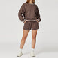 Contrasting Color long sleeve Sweatshirt + loose shorts 2 pieces set