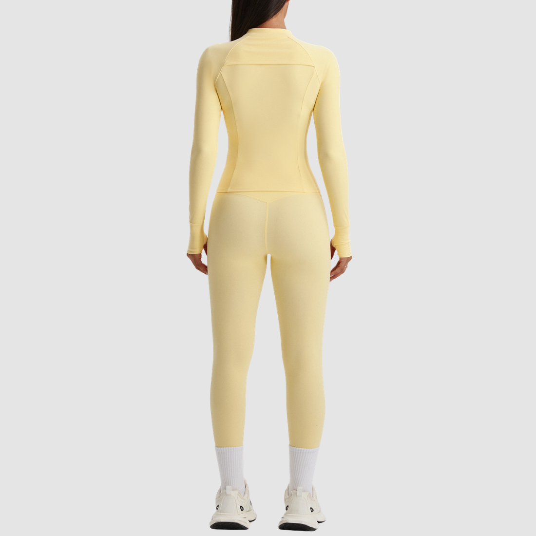 Women's Activewear Zip-up Long-Sleeve Jacket & Straight-Leg Pants Yoga Set
