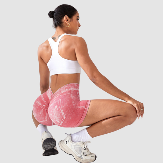 Wholesale High-Waisted Faux Denim Shorts | Wonderxfans bulk activewear