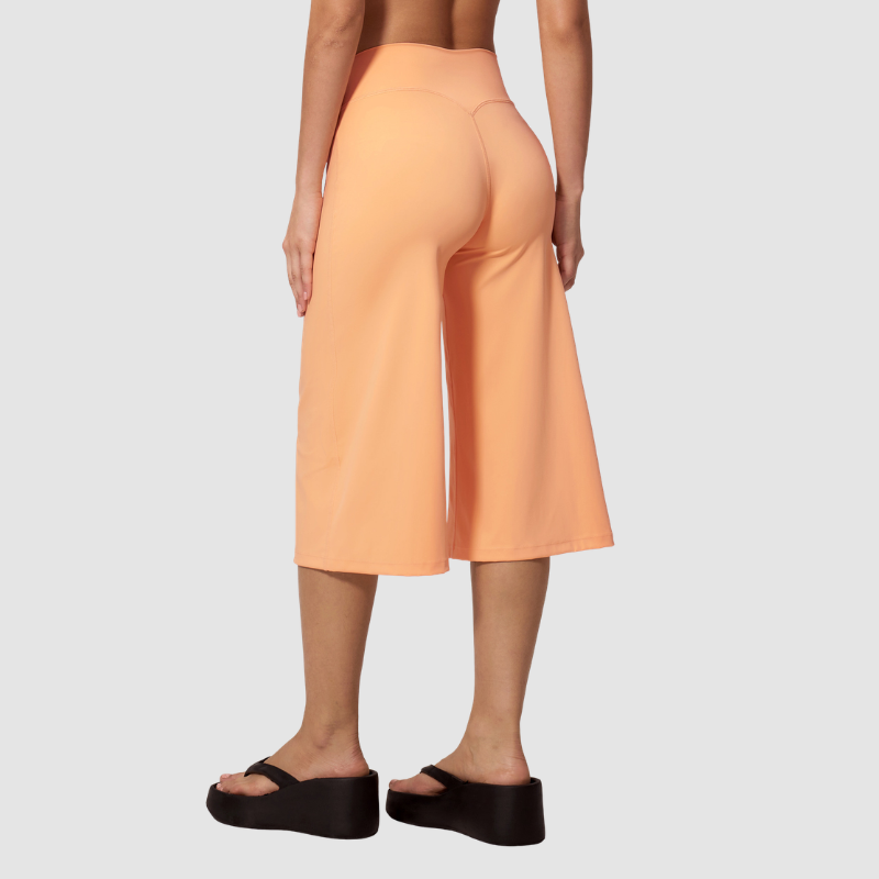 Wholesale Women's High-Waist Brushed Cropped Yoga Pants – Loose Wide-Leg Mid-Length Fitness Pants