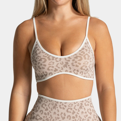 Wholesale Women's Seamless Leopard Print Sports Bra with Chest Pad