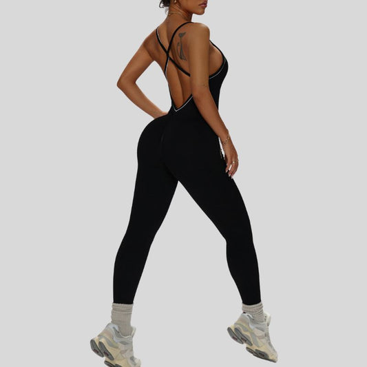 Wholesale Contrast color jumpsuit with hollow | Wonderxfans bulk activewear