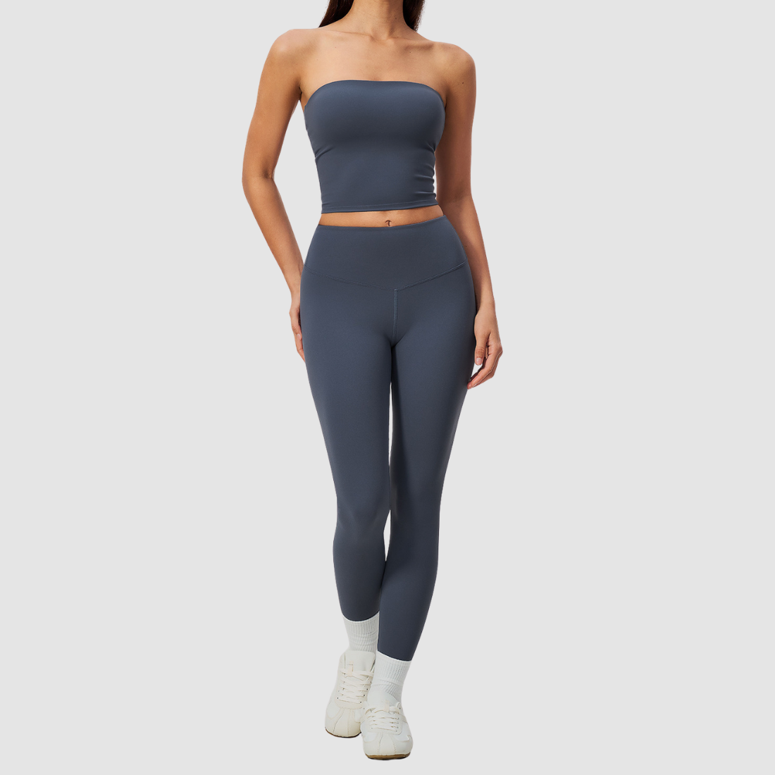 Wholesale Women’s Tube Top & High-Waist Leggings Yoga Set – Padded