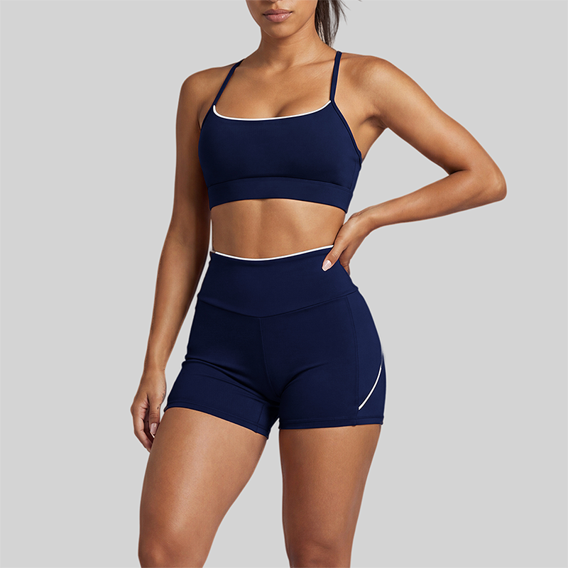 Wholesale Women Color-Block Y-Shape Back Bare-Feel Tank Top & Shorts Set (Pre-sale)