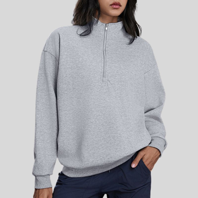 Half-Zip Stand Collar Fleece Sweatshirt