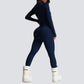 Slim fit stand collar zipper jumpsuit