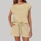 Wholesale Women's Relaxed Round Neck Short Sleeve Two-Piece Set