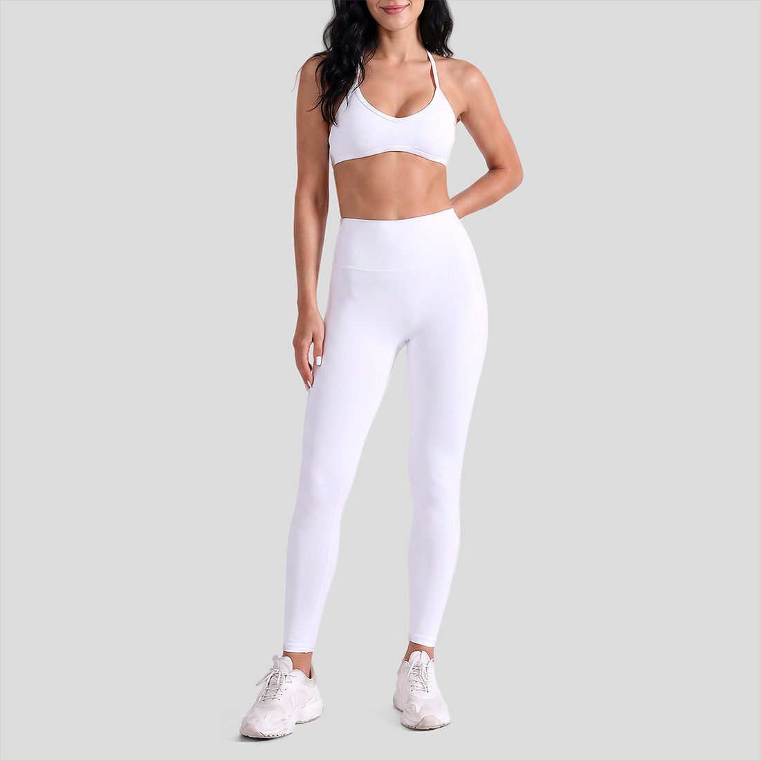 Wholesale High-Waist Yoga Leggings+Naked-Feel Bra Set