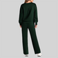 Wholesale Women's Long Sleeve Knit Sweatshirt & Wide-Leg Pants Set