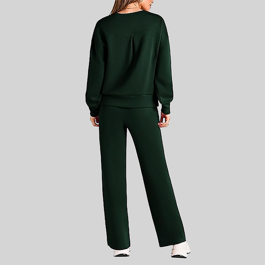 Wholesale Women's Long Sleeve Knit Sweatshirt & Wide-Leg Pants Set