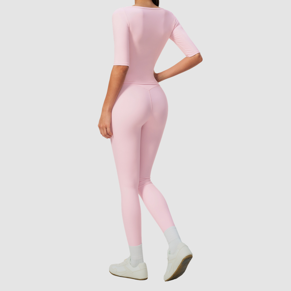 Wholesale Women’s Mid-Sleeve Top & High-Waist Leggings Yoga Set