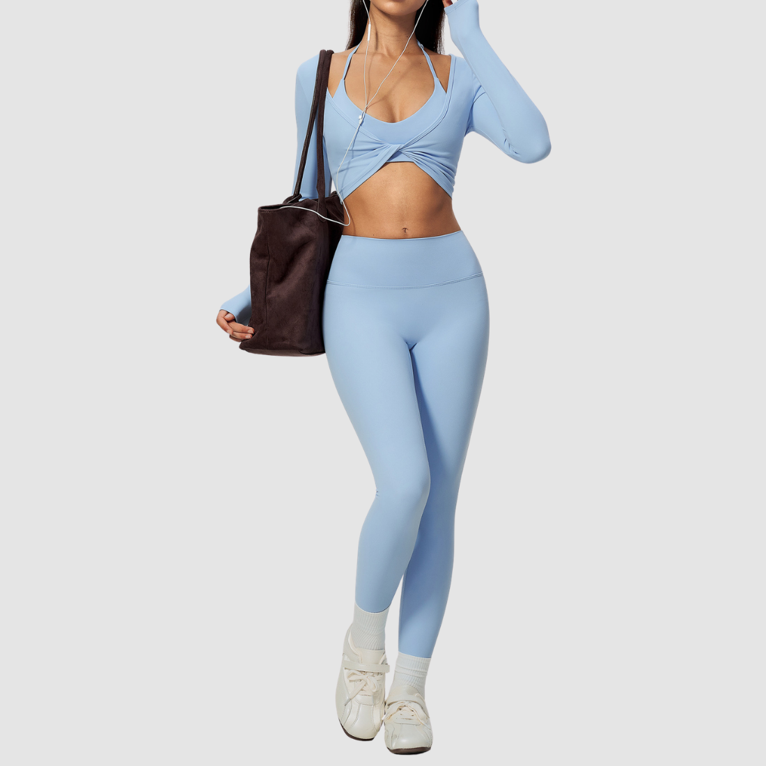Wholesale Women's Activewear Brushed Bra, Long Pants & Long-Sleeve Top 3-piece Set