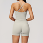 Wholesale Women's Cross-Back High Waist Yoga Set Sports Bra & Shorts with Chest Pad