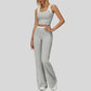 Two-piece contrasting sports tank top+port slightly flared pants 2-piece set
