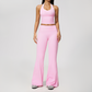 Wholesale Women's Bare-Feel Color-Block Tank Top & High waisted flared pants Set