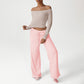 Off-Shoulder Long Sleeve + Loose Sports Pants 2-Piece Set
