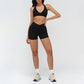 Halterneck backless bra + side pocket design shorts 2-piece set