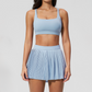 Wholesale Women's Cloud-Feel Cross-Back Sports Bra & Tennis Skirt Set – Moisture-Wicking 2-Piece Athletic Set