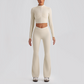 Wholesale Women's Zip-Up Long Sleeve Crop Top & High Waist Leggings Set