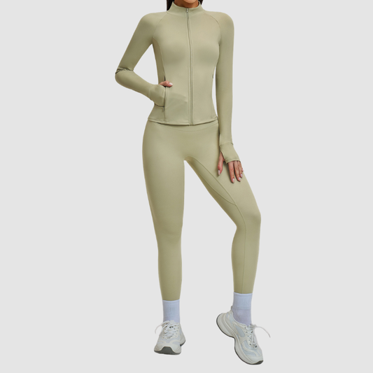 Wholesale women's zipper casual jacket+athletic leggings | Wonderxfans bulk activewear