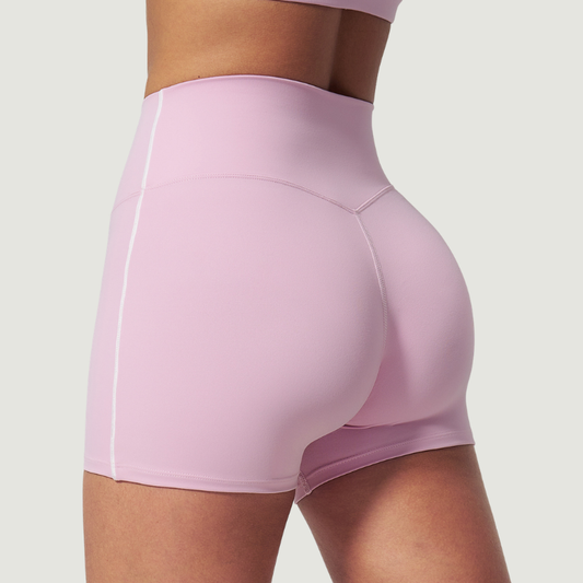 Wholesale Women's Seam-Detail Colorblock High-Waist Booty Shorts – Butt-Lifting Yoga Gym Activewear