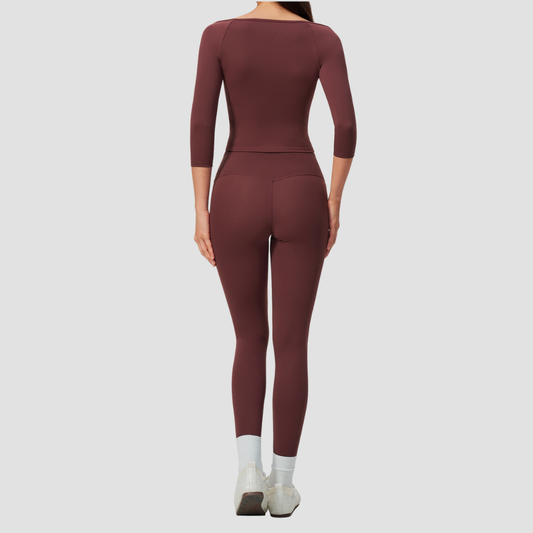 Wholesale Women High Elastic Slimming Mid sleeve T-shirt + High waist and hip lifting legging set