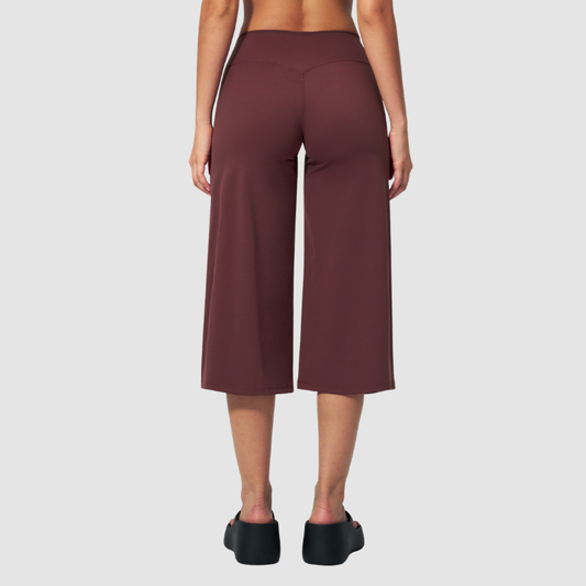 Wholesale Women's High-Waist Brushed Cropped Yoga Pants – Loose Wide-Leg Mid-Length Fitness Pants