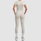 Wholesale Women's Naked-Feel Short Sleeve Top + High-Waist Leggings Set – Peach Lift Yoga Fitness Activewear
