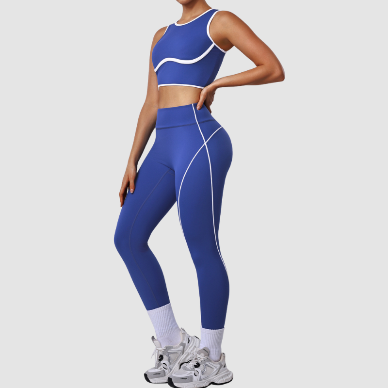 Wholesale color-blocked sports bra + leggings