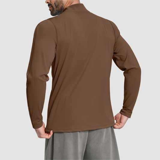 Wholesale Men's Half-Zip Mock Neck Long Sleeve Athletic Top – Moisture-Wicking Gym Fitness Training Shirt