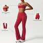 Cross-Back Color-Blocked Bra + Butt-Lifting Flared Pants 2-Piece Set