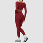 Wholesale Women's Brushed Long-Sleeve Top + Leggings Sports Set