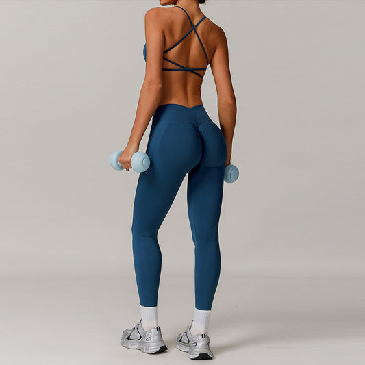 Seamless yoga bra + high waist leggings 2-piece set