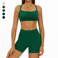 Thin straps Sports Bra + High-waisted shorts 2-Piece Set