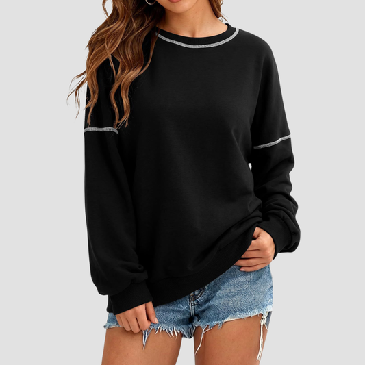 Wholesale Round Neck Seam Detail Sweatshirt – Casual Loose Sportswear Hoodie